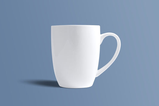 Plain white fine bone china mug by Otava, the undecorated version of the Botanica Cream design.